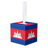 カンボジア国旗 キューブオーナメント (正面アングル)