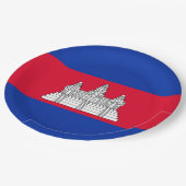 カンボジア国旗 ペーパープレート (アングル)