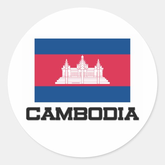 カンボジア国旗 ラウンドシール (正面)