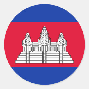 カンボジア国旗 ラウンドシール