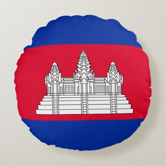カンボジア国旗 丸い枕 ラウンドクッション (正面)