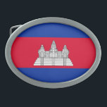 カンボジア国旗 卵形バックル<br><div class="desc">1850のまわりに年からカンボジア国旗の中央にはアンコールワットの描写が描かれている。1948年に現在の国旗が青縁どと赤の中央を帯び後を追てカンボジアの独立を受け入れた。 #patriotic #flag #cambodia #cambodian #angkorwat</div>