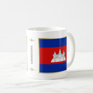 カンボジア国旗+地図マグカップ コーヒーマグカップ