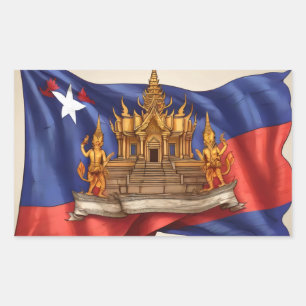 カンボジア国旗 長方形シール