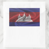 カンボジア国旗 長方形シール (バッグ)
