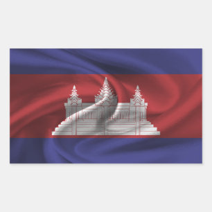 カンボジア国旗 長方形シール
