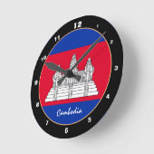 カンボジア愛国国旗、カンボジア国旗ホーム/デザイン ラウンド壁時計 (傾斜)