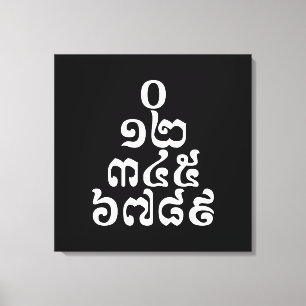 カンボジア数字ピラミッド – 0 12 345 6789クメール キャンバスプリント