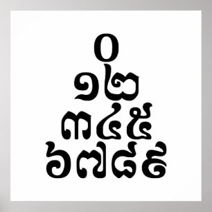 カンボジア数字ピラミッド – 0 12 345 6789クメール ポスター
