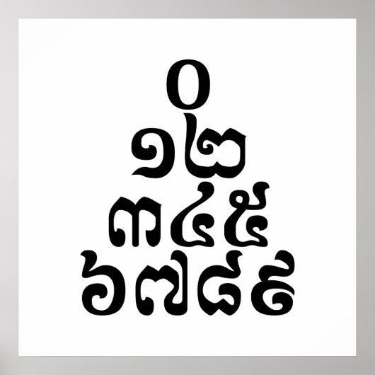 カンボジア数字ピラミッド – 0 12 345 6789クメール ポスター (正面)
