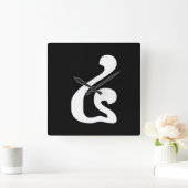 カンボジア数字4 / 4 / (៤ブエン)クメール文字 スクエア壁時計 (ホーム)