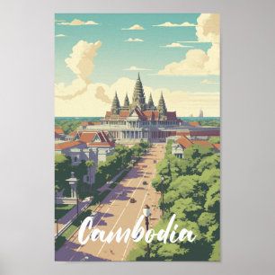 カンボジア有名な旅行の場所 ポスター