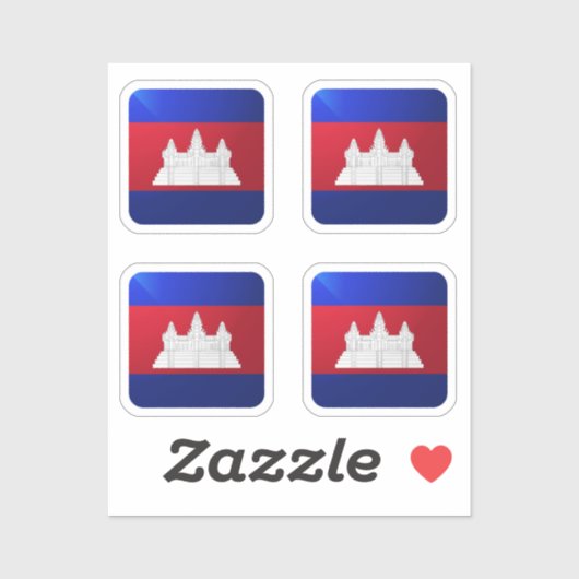 カンボジア角光沢国旗 シール (シート)