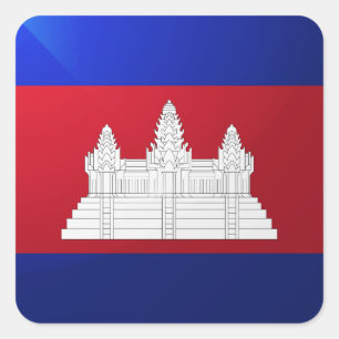 カンボジア角光沢国旗 スクエアシール