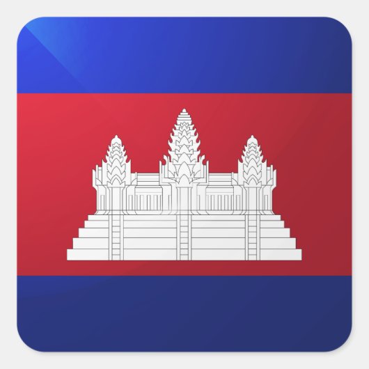 カンボジア角光沢国旗 スクエアシール (正面)