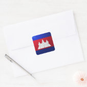 カンボジア角光沢国旗 スクエアシール (封筒)