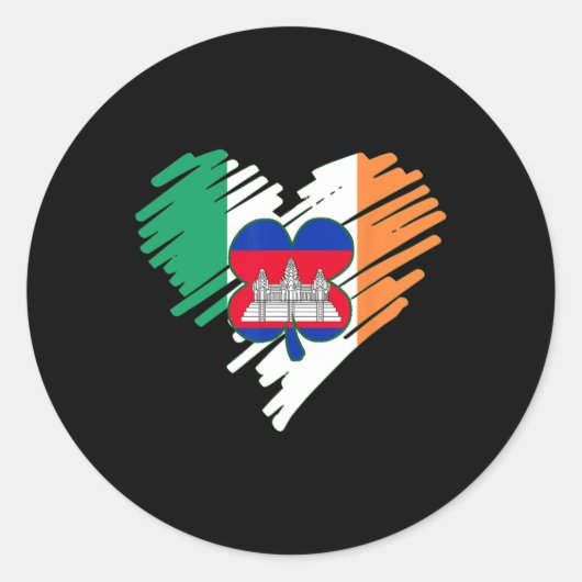 カンボジア誇りを持った国旗St.Patricks Day Sha ラウンドシール (正面)