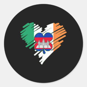 カンボジア誇りを持った国旗St.Patricks Day Sha ラウンドシール