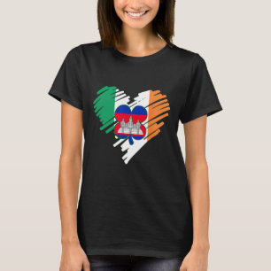 カンボジア誇りを持った国旗St.Patricks Day Sha Tシャツ