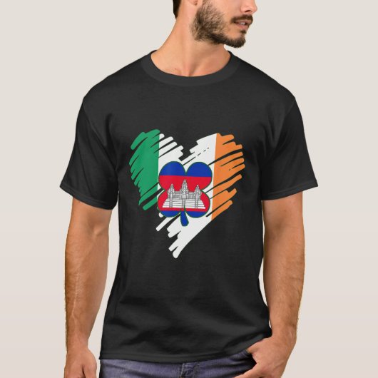 カンボジア誇りを持った国旗St.Patricks Day Sha Tシャツ (正面)