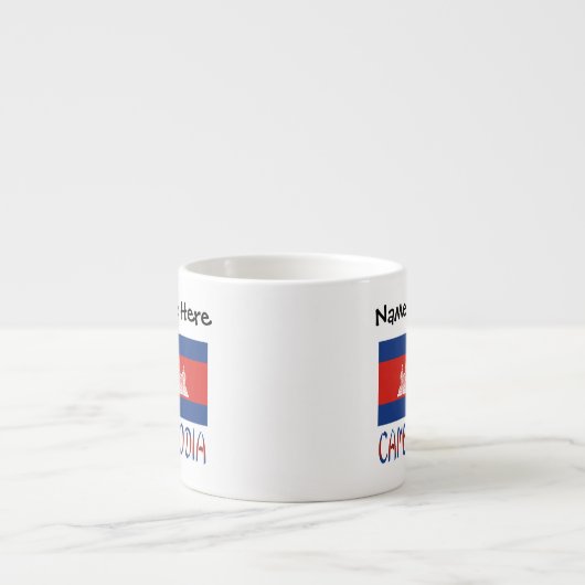 カンボジア カンボジア国旗 タイル加工 パーソナライズされた , エスプレッソカップ (正面)