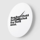 カンボジア/クメール通りフード ラージ壁時計 (傾斜)