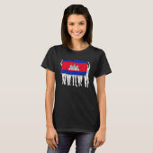 カンボジア・クメール・誇りを持ったグループ国旗の日温度 Tシャツ (正面フル)