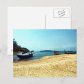 カンボジア，トロピカルアイランドビーチにボート ポストカード (正面/裏面)