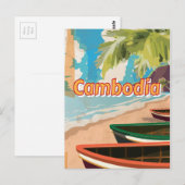 カンボジア ビンテージ 旅行ポスター ポストカード (正面/裏面)