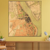 カンボジア、プノンペンの地図（1920年頃） キャンバスプリント (インサイチュ (リビング))