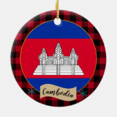 カンボジア、レッドバッファロー・プレイド&カンボジア国旗 セラミックオーナメント (裏面)