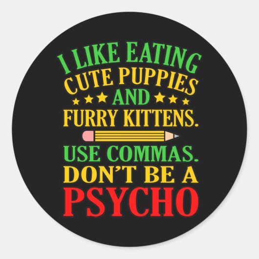 カンマ英語先生教え生徒 ラウンドシール (正面)