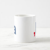 カンマ・ラ・カマラおもしろい発音赤白青 コーヒーマグカップ (中央)