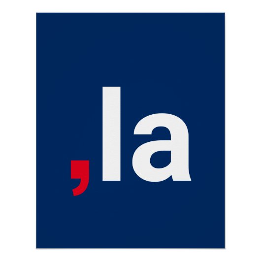 カンマ・ラ・カマラおもしろい発音赤白青 ポスター (正面)