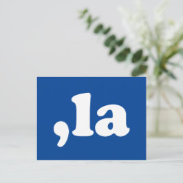 カンマLa kamala発音タイポグラフィ青 ポストカード