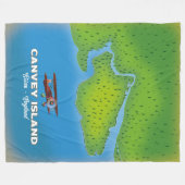カンヴェイ島・エセックス・イングランド地図 フリースブランケット (正面(横))
