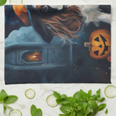 カヴァリアキングカボンプキンハロウィーン怖い キッチンタオル (折り畳み)