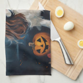 カヴァリアキングカボンプキンハロウィーン怖い キッチンタオル (四つ折り)