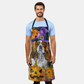 カヴァリアキングドッグハロウィーン魔女とカボチャ エプロン (着用した状態)