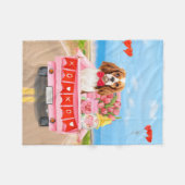 カヴァリアキングドッグバレンタインデートラックハート フリースブランケット (正面(横))