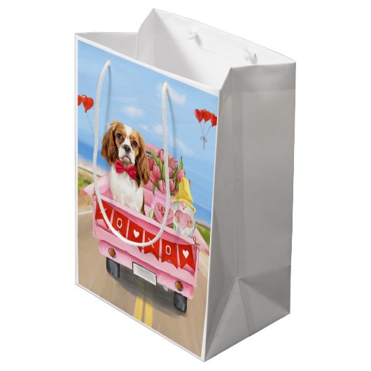 カヴァリアキングドッグバレンタインデートラックハート ミディアムペーパーバッグ (裏面アングル)