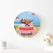 カヴァリアキングドッグバレンタインデートラックハート ラージ壁時計 (ホーム)