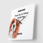 カヴァリエおもしろいーキングチャールズスパニエル犬パパイヌアート スクエア壁時計 (傾斜)