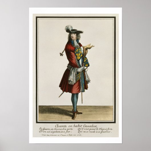 カヴァリエの服を着たクレンテ,ファッションプレート, c.16 ポスター (正面)