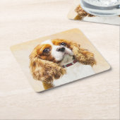 カヴァリエキングチャールズスパニエル犬オリジナルズ スクエアペーパーコースター (アングル)