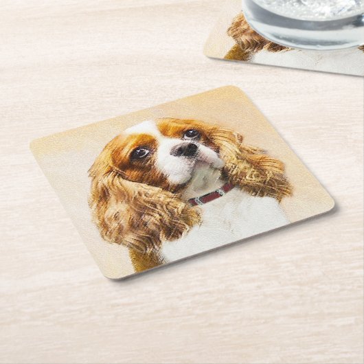 カヴァリエキングチャールズスパニエル犬オリジナルズ スクエアペーパーコースター (アングル)