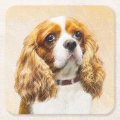 カヴァリエキングチャールズスパニエル犬オリジナルズ スクエアペーパーコースター (正面)