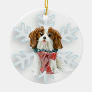 カヴァリエキングチャールズスパニエル犬クリスマス装飾品 セラミックオーナメント