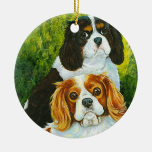 カヴァリエキングチャールズスパニエル犬クリスマス装飾品 セラミックオーナメント