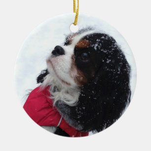 カヴァリエキングチャールズスパニエル犬クリスマス装飾 セラミックオーナメント